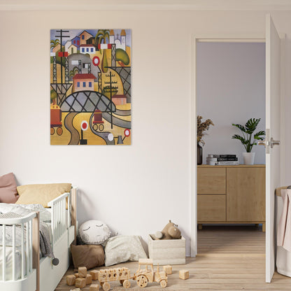 E.F.C.B. Estrada de Ferro Central do Brasil - Tarsila do Amaral Brushed Aluminum Print - 70x100 cm / 28x40 inches | Tarsila do Amaral Aluminum Print | Tarsila do Amaral Prints