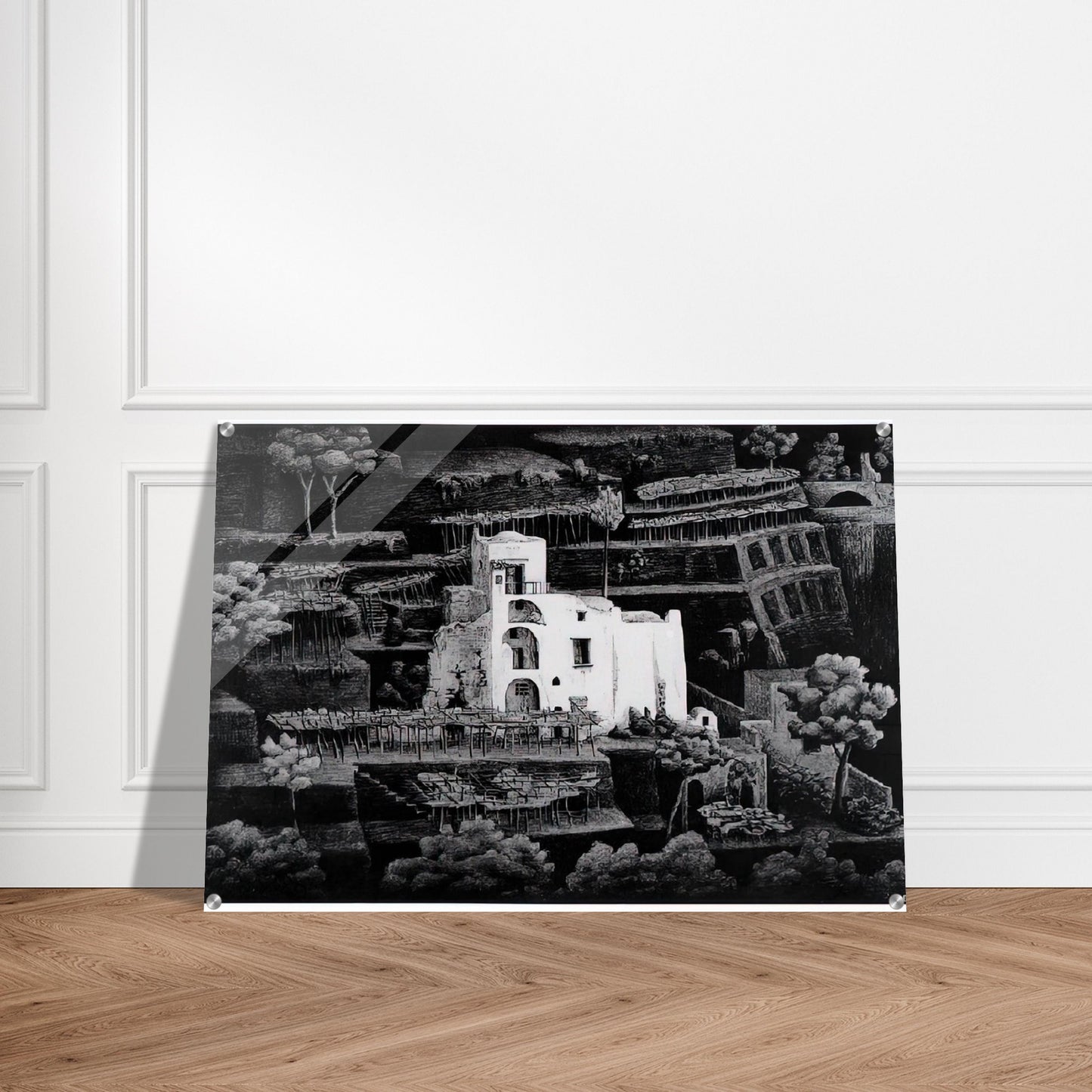 FARMHOUSE RAVELLO - MC Escher Acrylic Print - 70x100 cm / 28x40″ inches | MC Escher Wall Art | MC Escher Prints