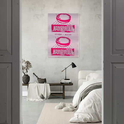 Double Hamburger - Andy Warhol Brushed Aluminum Print - 70x100 cm / 28x40 inches | Andy Warhol Aluminum Print | Andy Warhol Prints