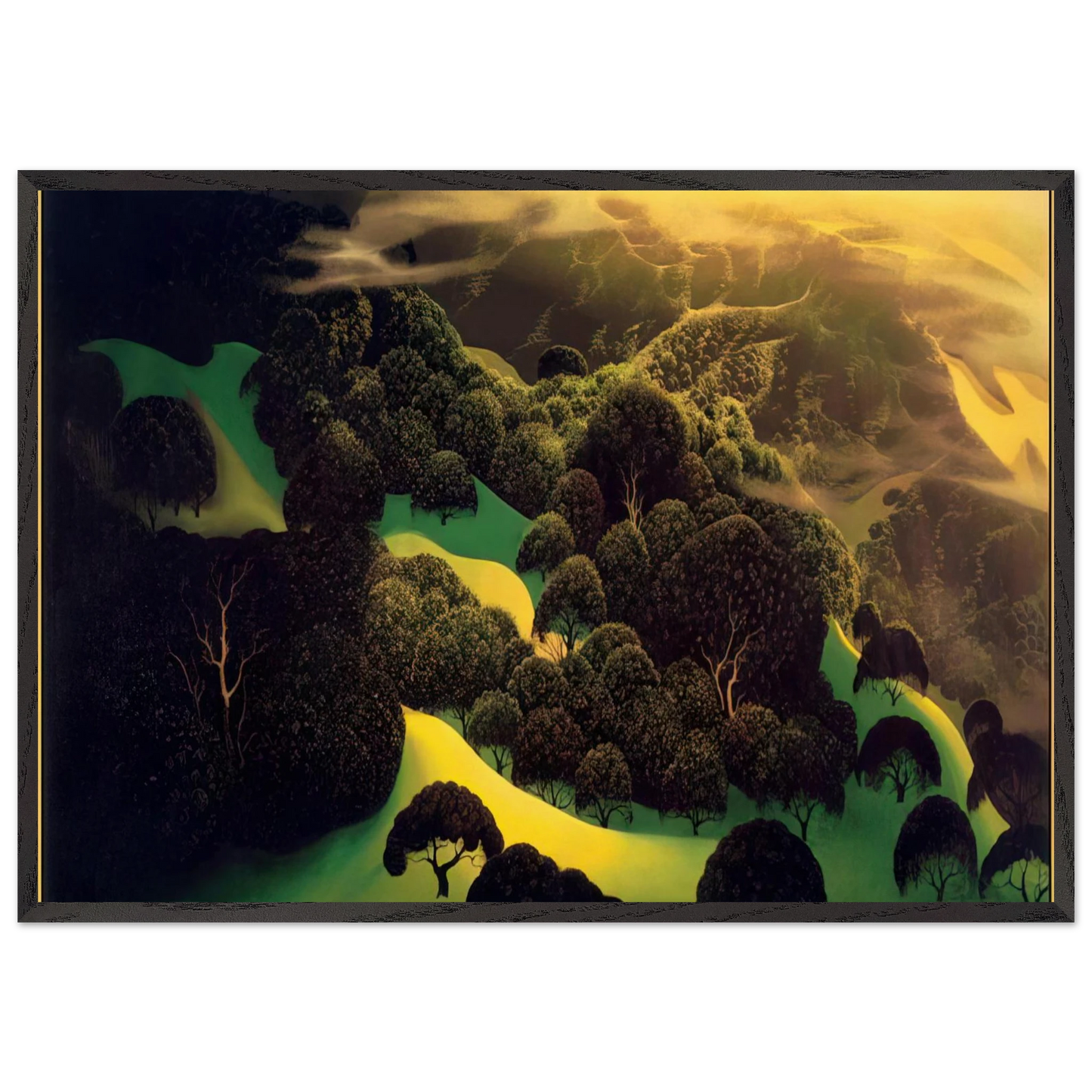 Deep Wilderness - Eyvind Earle 70x100 cm / 28x40 inches Framed Art Print – Black Wooden Frame