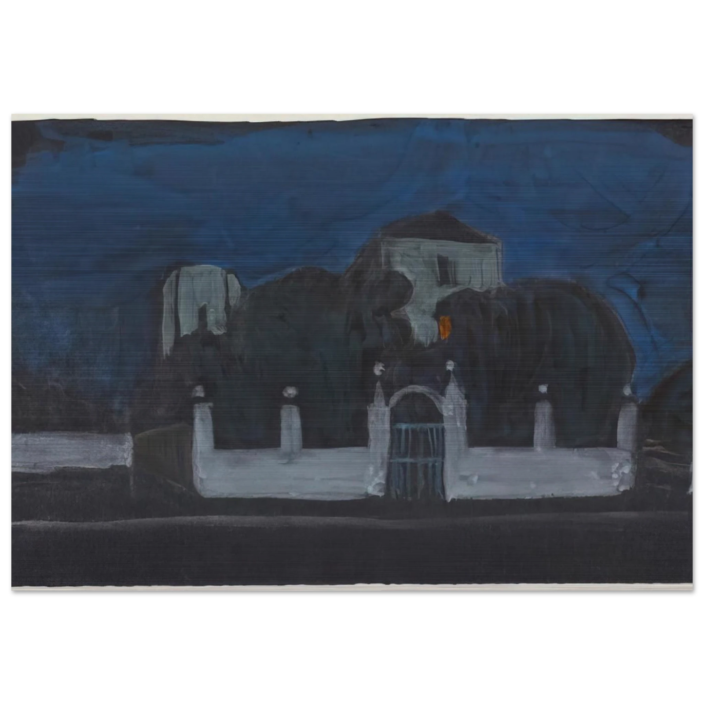 NIGHT GARDEN WITH BUILDINGS - Gabriele Munter Brushed Aluminum Print - 70x100 cm / 28x40 inches | Gabriele Munter Aluminum Print | Gabriele Munter Prints