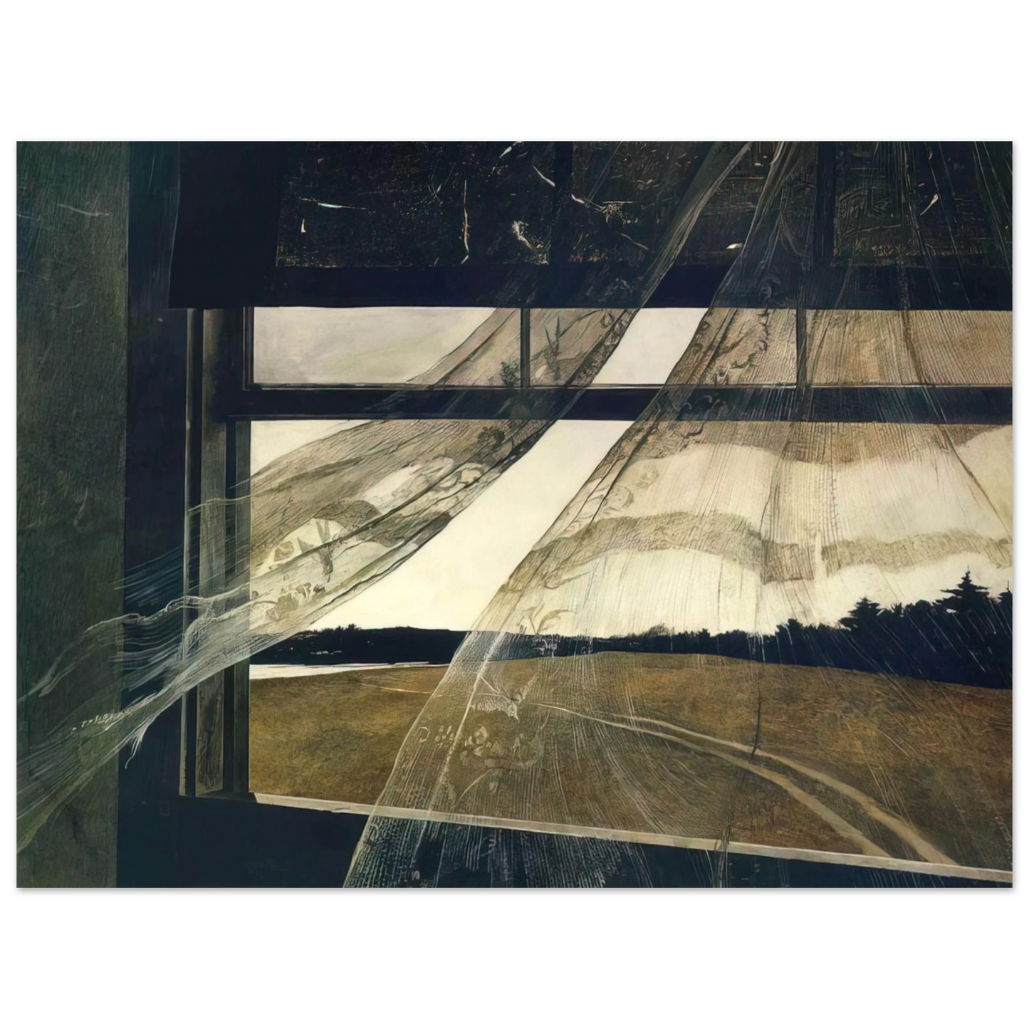 Andrew Wyeth - WIND FROM THE SEA 1947 Wall Art - 30x40 cm / 12x16 inches - Premium Wooden Framed Poster With Fine Art Paper-canvas - Wood frame