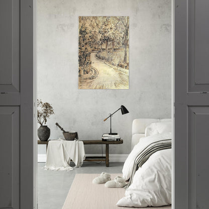 Public Garden with a Corner of the Yellow House - Vincent van Gogh Brushed Aluminum Print - 70x100 cm / 28x40 inches | Vincent van Gogh Aluminum Print | Vincent van Gogh Prints