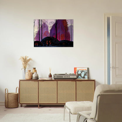 Mauve, Red and Purple - Eyvind Earle Brushed Aluminum Print - 70x100 cm / 28x40 inches | Eyvind Earle Aluminum Print | Eyvind Earle Prints