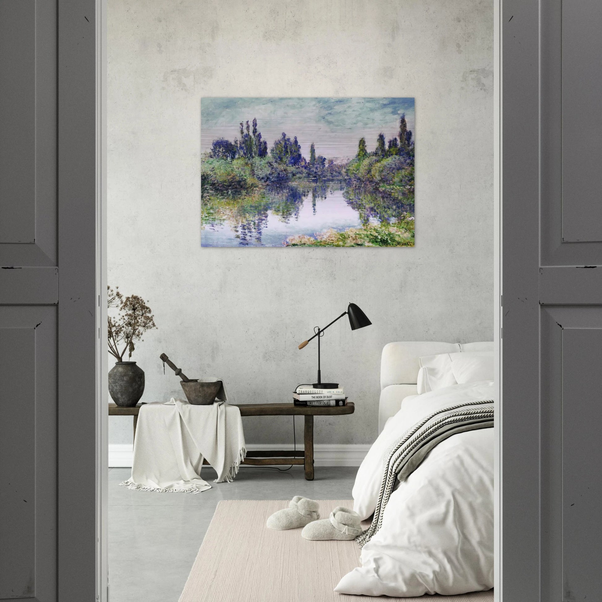 Morning on the Seine, near Vetheuil - claude monet Brushed Aluminum Print - 70x100 cm / 28x40 inches | claude monet Aluminum Print | claude monet Prints
