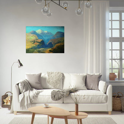 Snowy mountain peaks. Caucasus. - Arkhyp Kuindzhi Brushed Aluminum Print - 70x100 cm / 28x40 inches | Arkhyp Kuindzhi Aluminum Print | Arkhyp Kuindzhi Prints