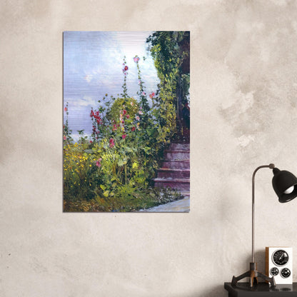 Celia Thaxter's Garden, Appledore, Isles of Shoals - Childe Hassam Brushed Aluminum Print - 70x100 cm / 28x40 inches | Childe Hassam Aluminum Print | Childe Hassam Prints