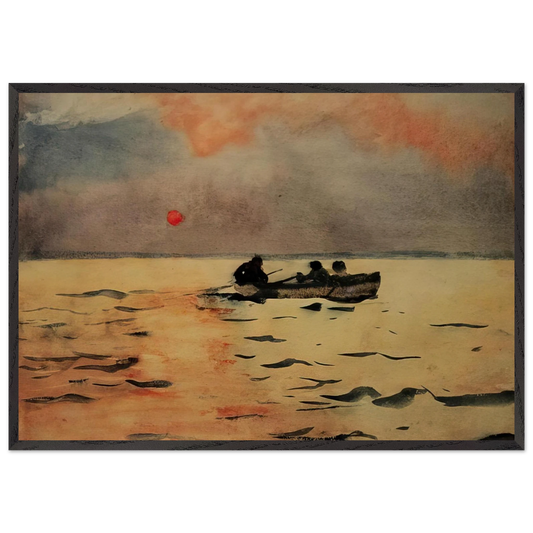 ROWING HOME - Winslow Homer 70x100 cm / 28x40 inches Framed Art Print – Black Wooden Frame
