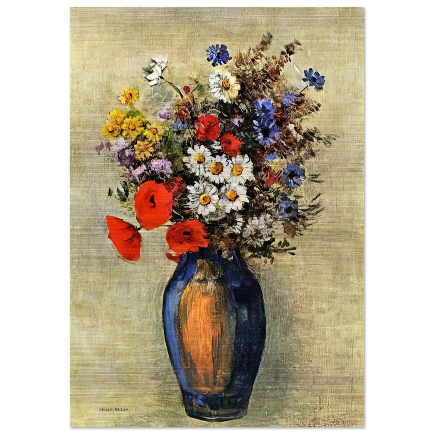 VASE OF FLOWERS 2 - Odilon Redon Brushed Aluminum Print - 70x100 cm / 28x40 inches | Odilon Redon Aluminum Print | Odilon Redon Prints