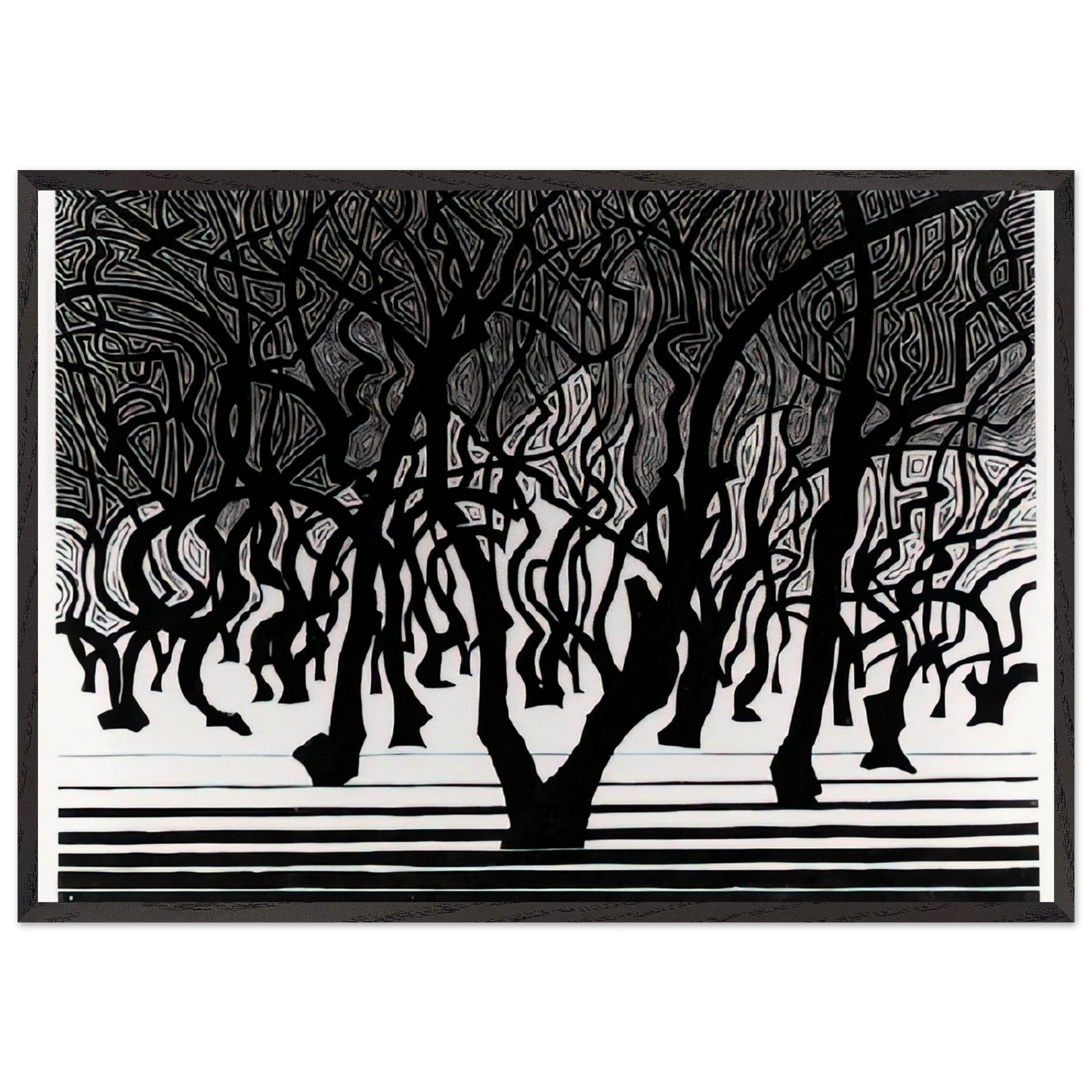 ESCHER 9 - MC Escher 70x100 cm / 28x40 inches Framed Art Print – Black Wooden Frame | Maurits Cornelis Escher Prints