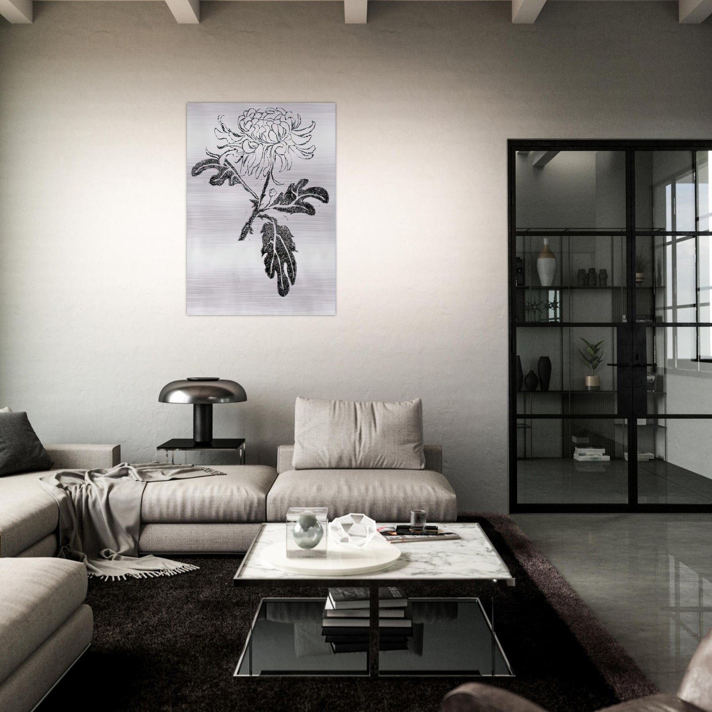 CHRYSANTHEMUM - MC Escher Brushed Aluminum Print - 70x100 cm / 28x40 inches | MC Escher Aluminum Print | MC Escher Prints | Maurits Cornelis Escher Prints
