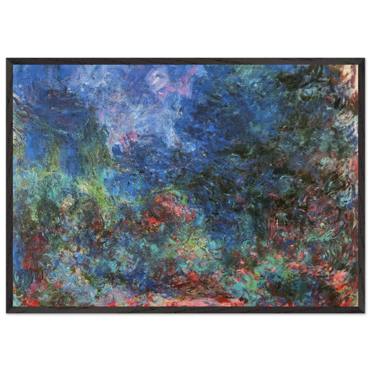 The House at Giverny Viewed from the Rose Garden - claude monet 70x100 cm / 28x40 inches Framed Art Print – Black Wooden Frame