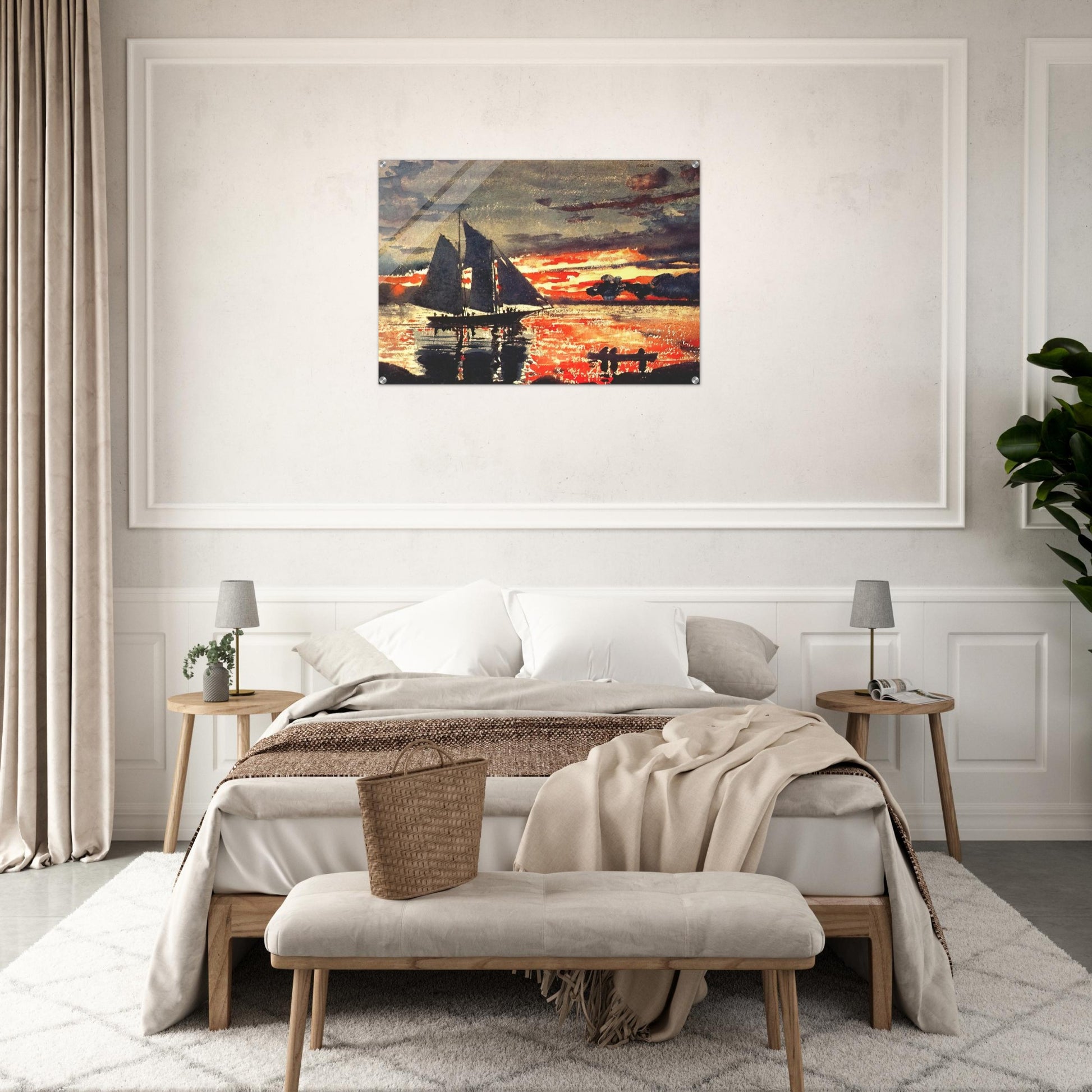 SUNSET FIRES - Winslow Homer Acrylic Print - 70x100 cm / 28x40″ inches