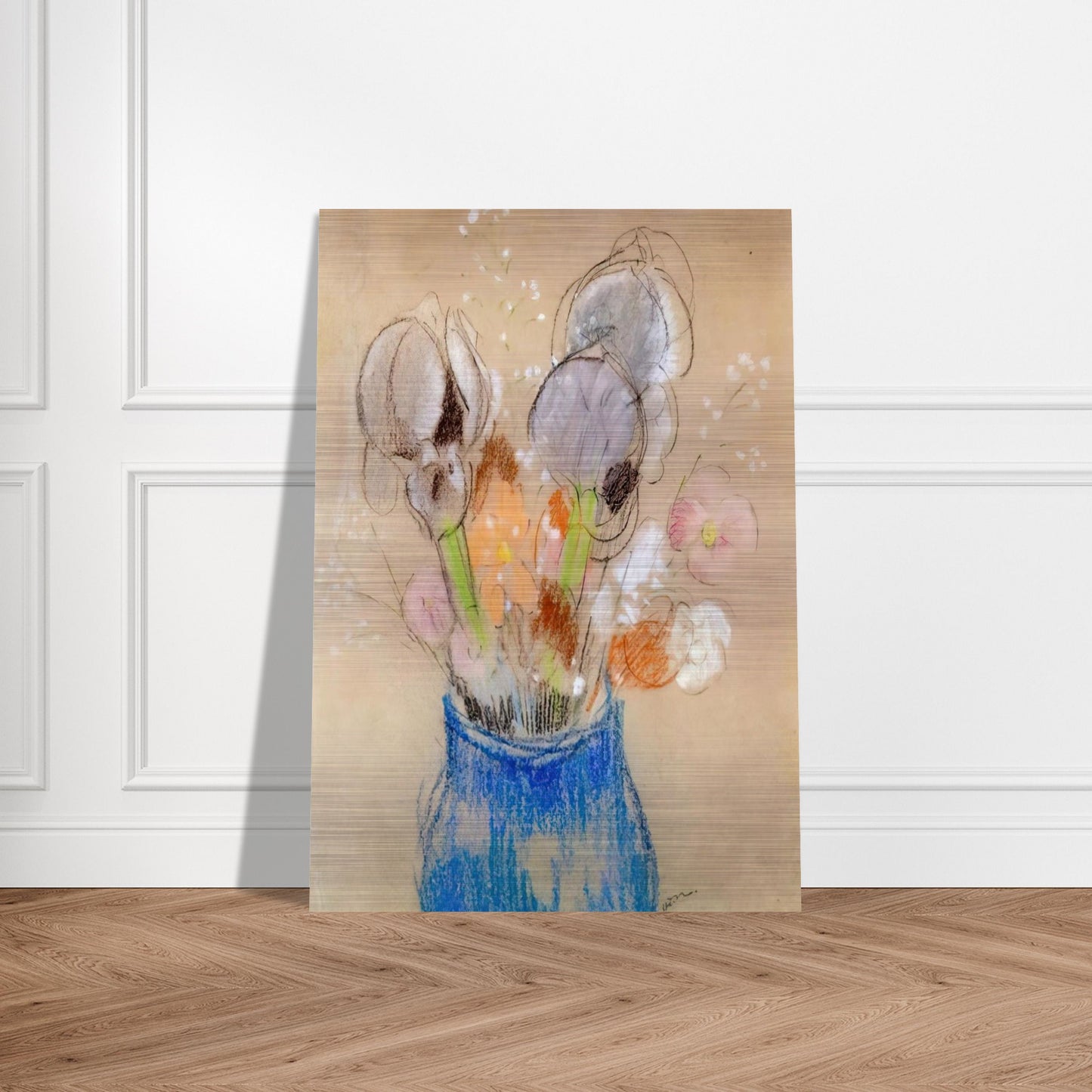 BOUQUET OF FLOWERS 4 - Odilon Redon Brushed Aluminum Print - 70x100 cm / 28x40 inches | Odilon Redon Aluminum Print | Odilon Redon Prints