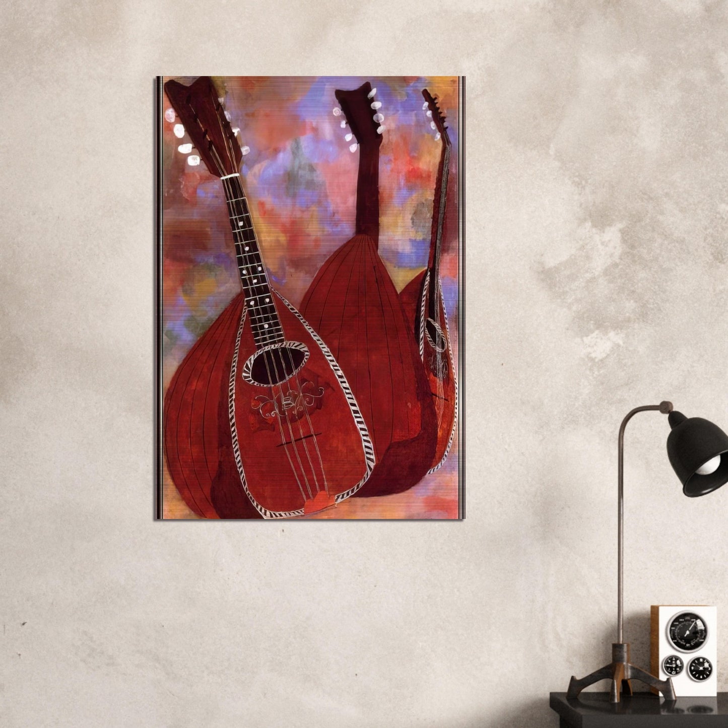 THREE LUTES - Ben Shahn Brushed Aluminum Print - 70x100 cm / 28x40 inches | Ben Shahn Aluminum Print | Ben Shahn Prints