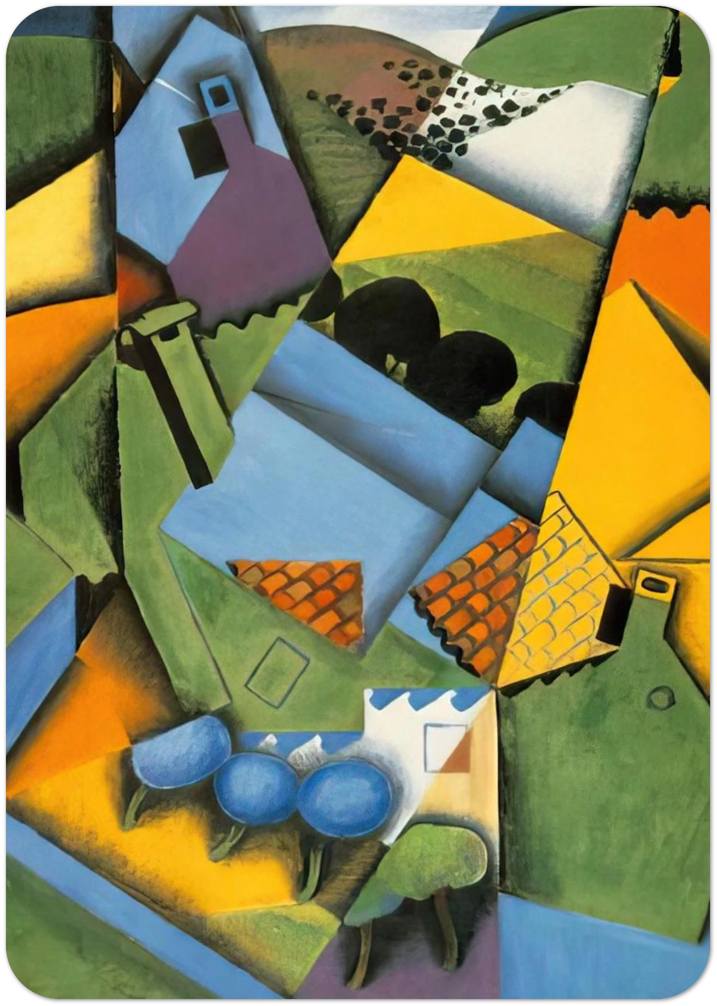LANDSCAPE WITH HOUSE AT CERET 1913 By Juan Gris Pack of 10 Post Cards | Juan Gris Post Cards | A6 (10.5 x 14.8 cm) - 4.1 x 5.8 inches