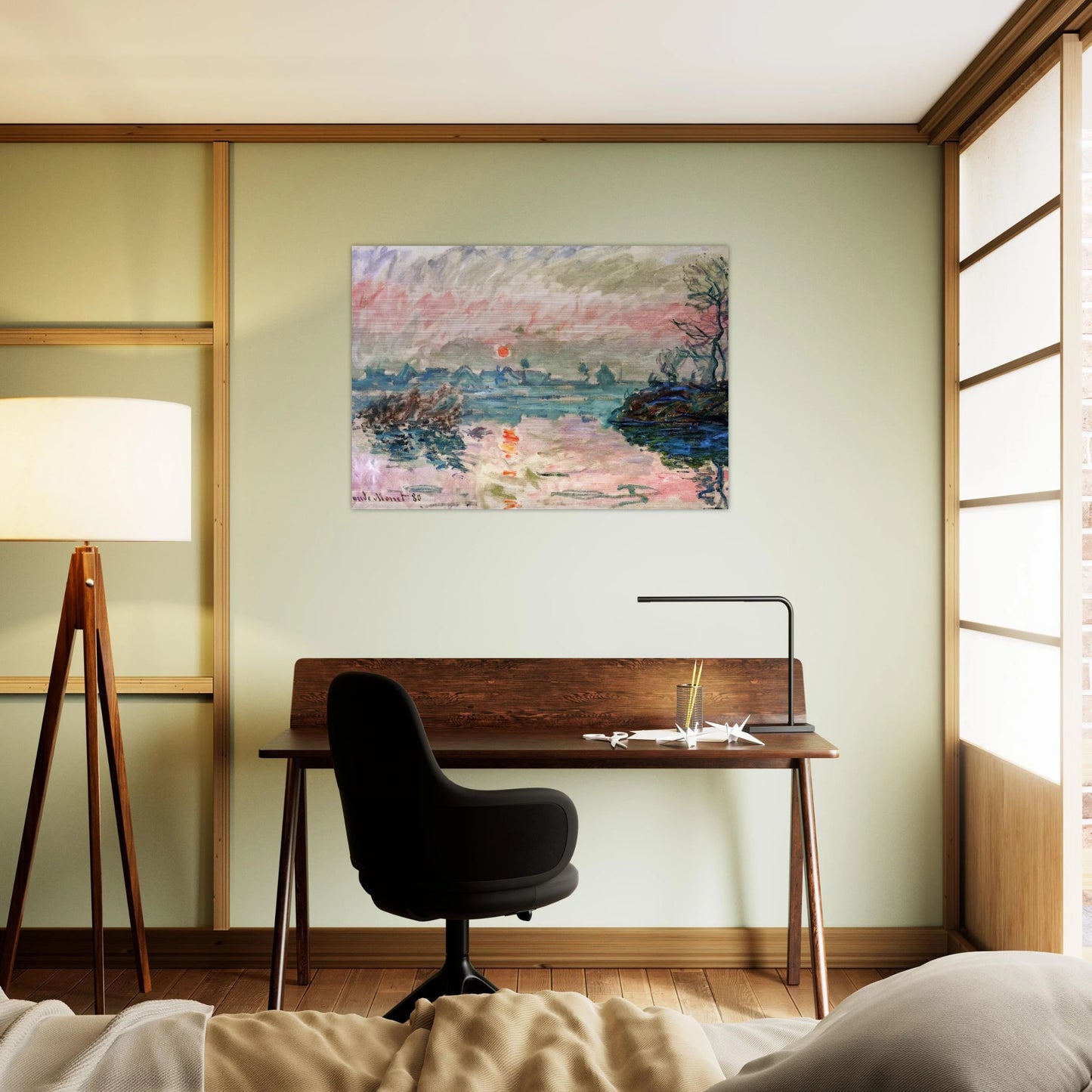 Sunset at Lavacourt - claude monet Brushed Aluminum Print - 70x100 cm / 28x40 inches | claude monet Aluminum Print | claude monet Prints