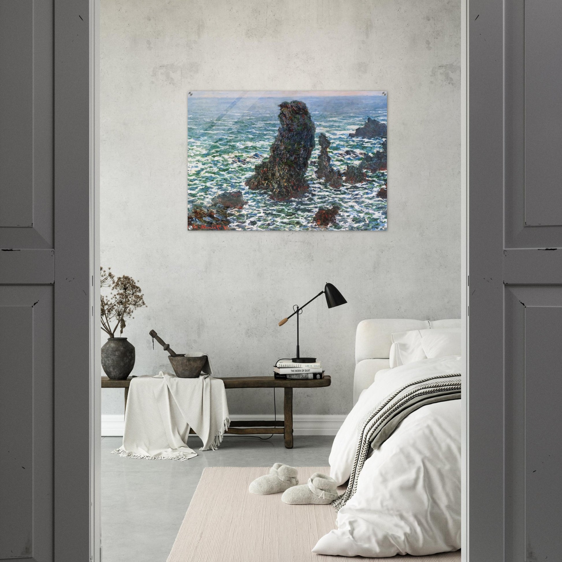 The Pyramids of Port Coton, Belle-Ile-en-Mer - claude monet Acrylic Print - 70x100 cm / 28x40″ inches