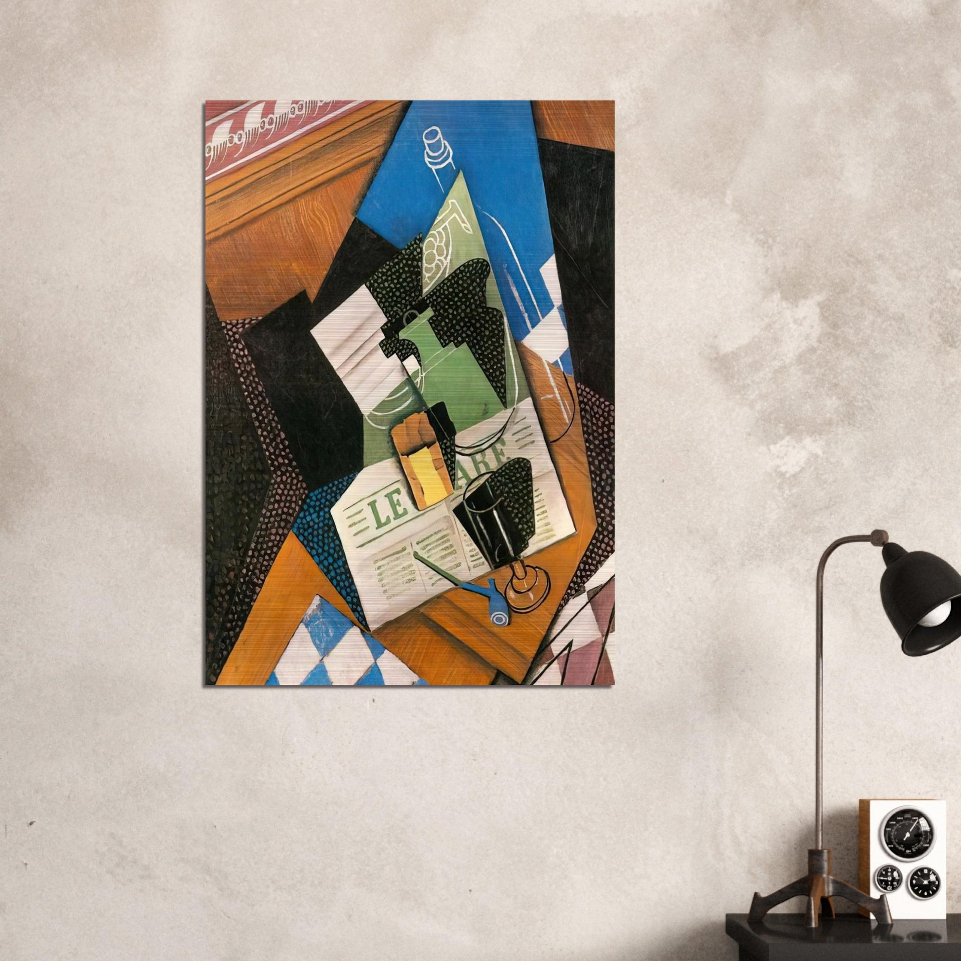 WATER BOTTLE BOTTLE AND FRUIT DISH 1915 - Juan Gris Brushed Aluminum Print - 70x100 cm / 28x40 inches | Juan Gris Aluminum Print | Juan Gris Prints