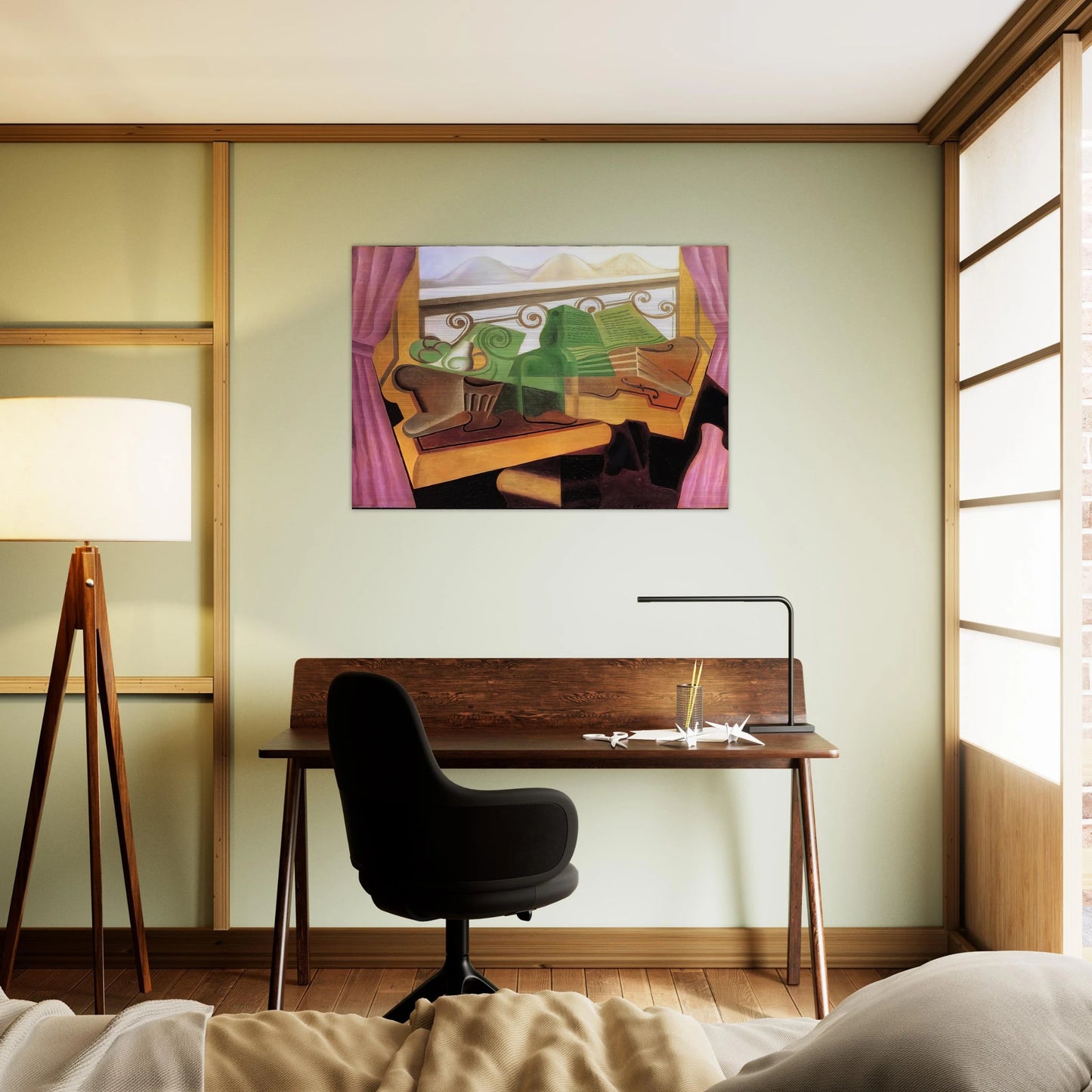 OPEN WINDOW WITH HILLS 1923 - Juan Gris Brushed Aluminum Print - 70x100 cm / 28x40 inches | Juan Gris Aluminum Print | Juan Gris Prints