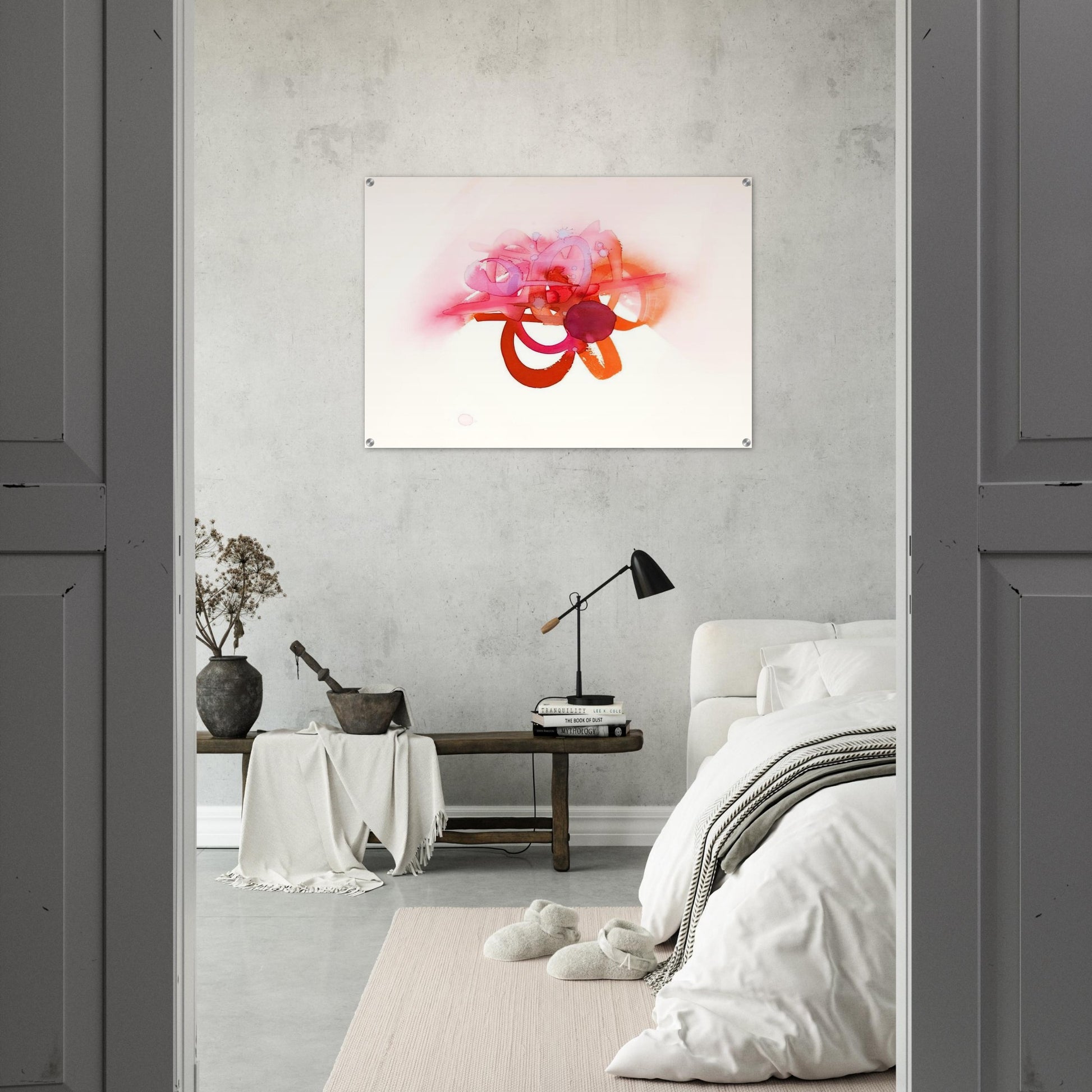 UNTITLED RED ORANGE AND PINK - Luis Feito Acrylic Print - 70x100 cm / 28x40″ inches