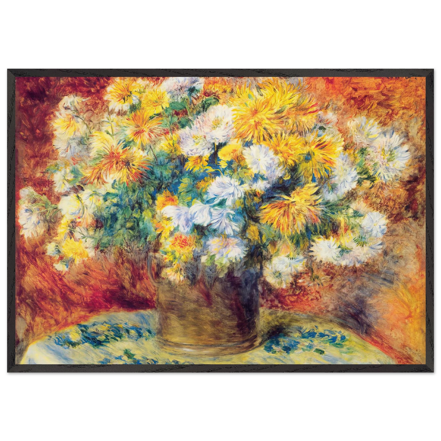 Chrysan the mums - Pierre-Auguste Renoir 70x100 cm / 28x40 inches Framed Art Print – Black Wooden Frame