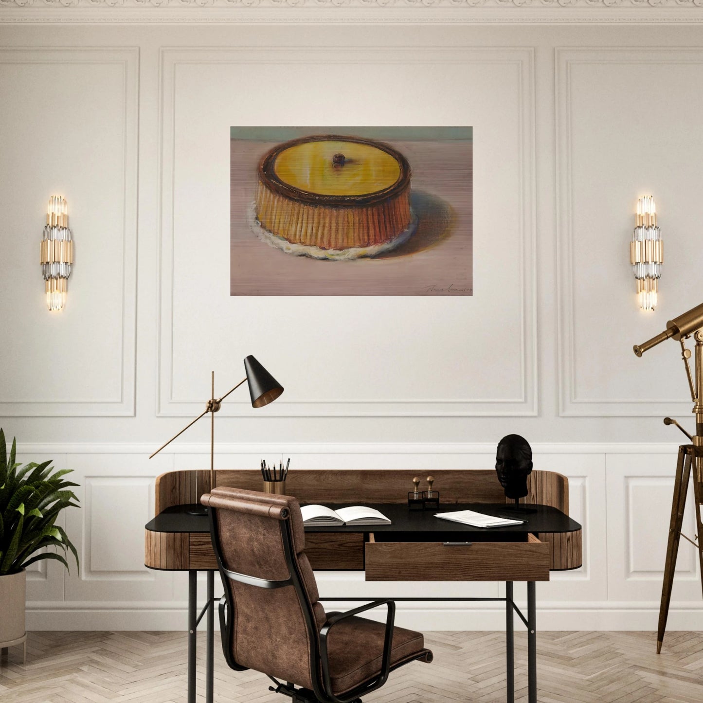 Lemon Cake - 1997 - Wayne Thiebaud Brushed Aluminum Print - 70x100 cm / 28x40 inches | Wayne Thiebaud Aluminum Print | Wayne Thiebaud Prints