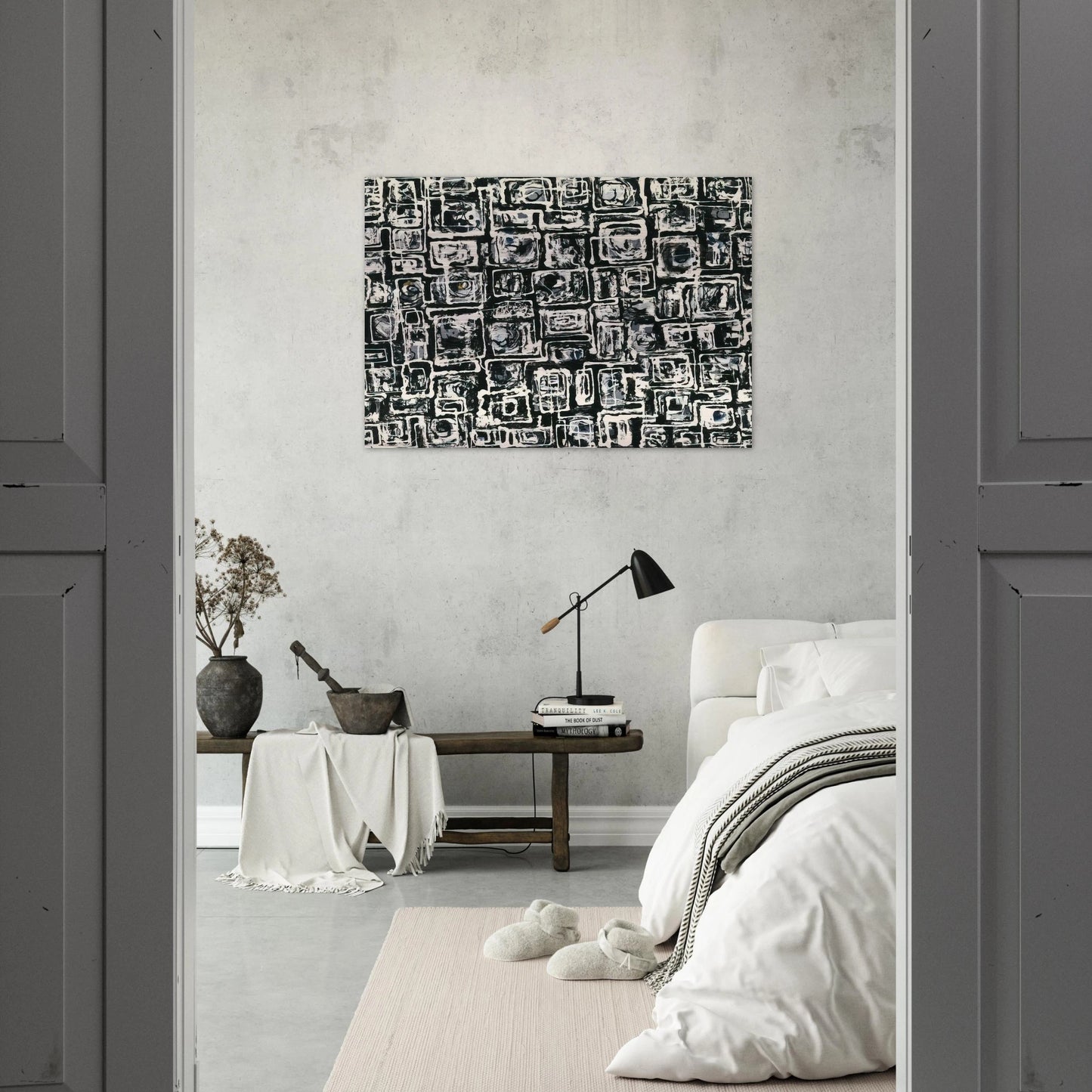 White Squares - Lee Krasner Brushed Aluminum Print - 70x100 cm / 28x40 inches | Lee Krasner Aluminum Print | Lee Krasner Prints