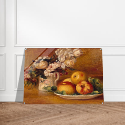 Apples and Flowers - Pierre-Auguste Renoir Acrylic Print - 70x100 cm / 28x40″ inches
