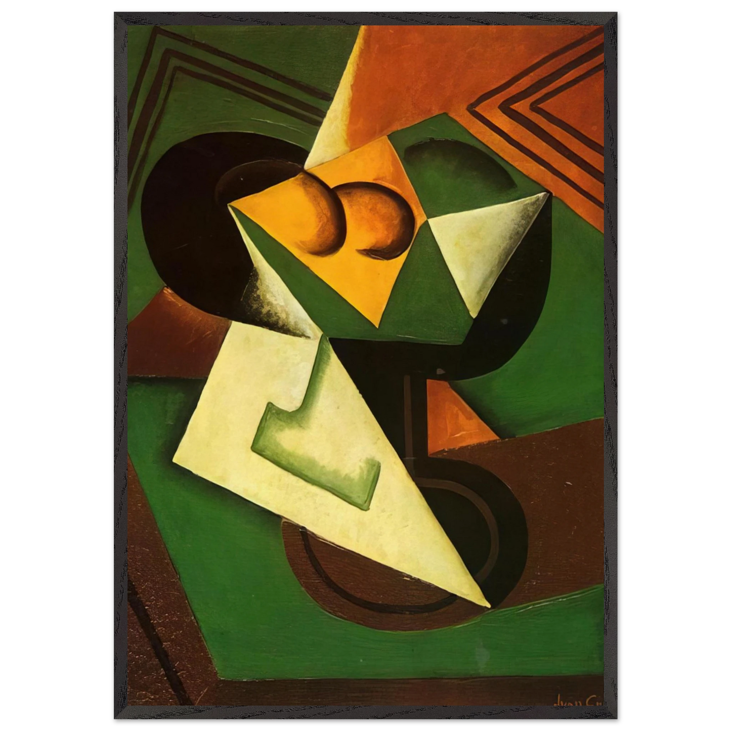 FRUIT BOWL AND FRUIT - Juan Gris 70x100 cm / 28x40 inches Framed Art Print – Black Wooden Frame