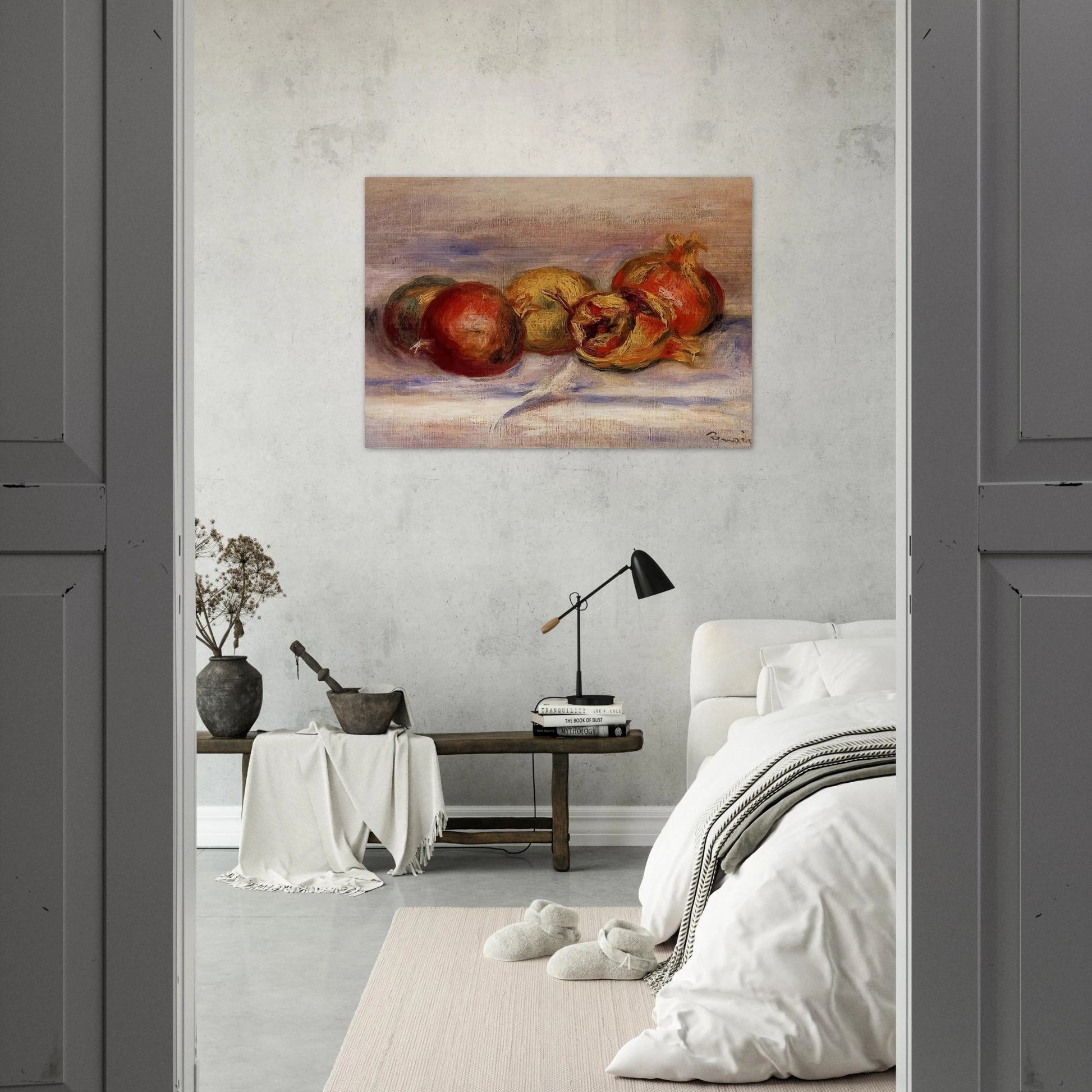 Three Pomegranates and Two Apples - Pierre-Auguste Renoir Brushed Aluminum Print - 70x100 cm / 28x40 inches | Pierre-Auguste Renoir Aluminum Print | Pierre-Auguste Renoir Prints