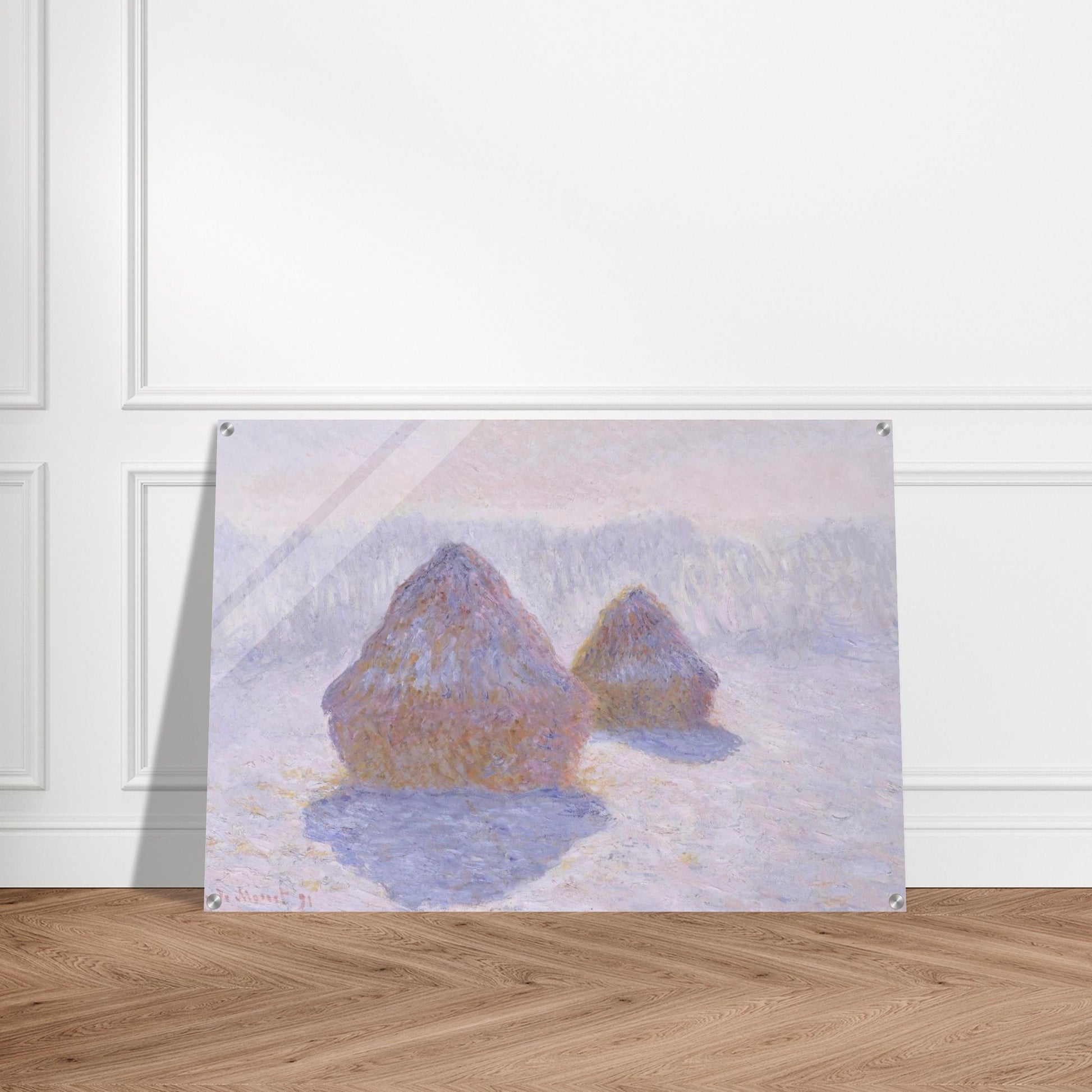 Haystacks Effect of Snow and Sun - claude monet Acrylic Print - 70x100 cm / 28x40″ inches