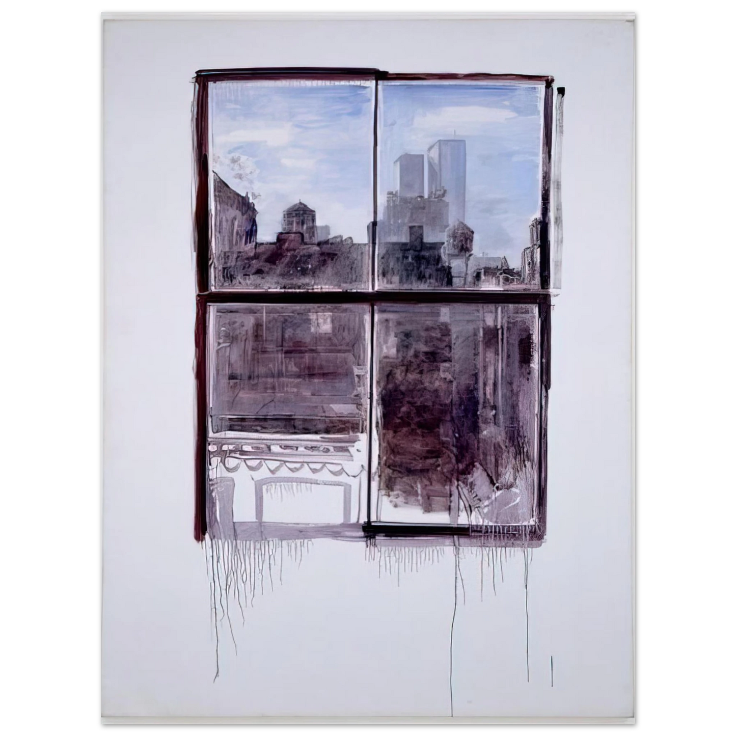 Paul Thek - Untitled cityscape with twin towers - 1972  75x100 cm / 30x40inches Fine Art Poster