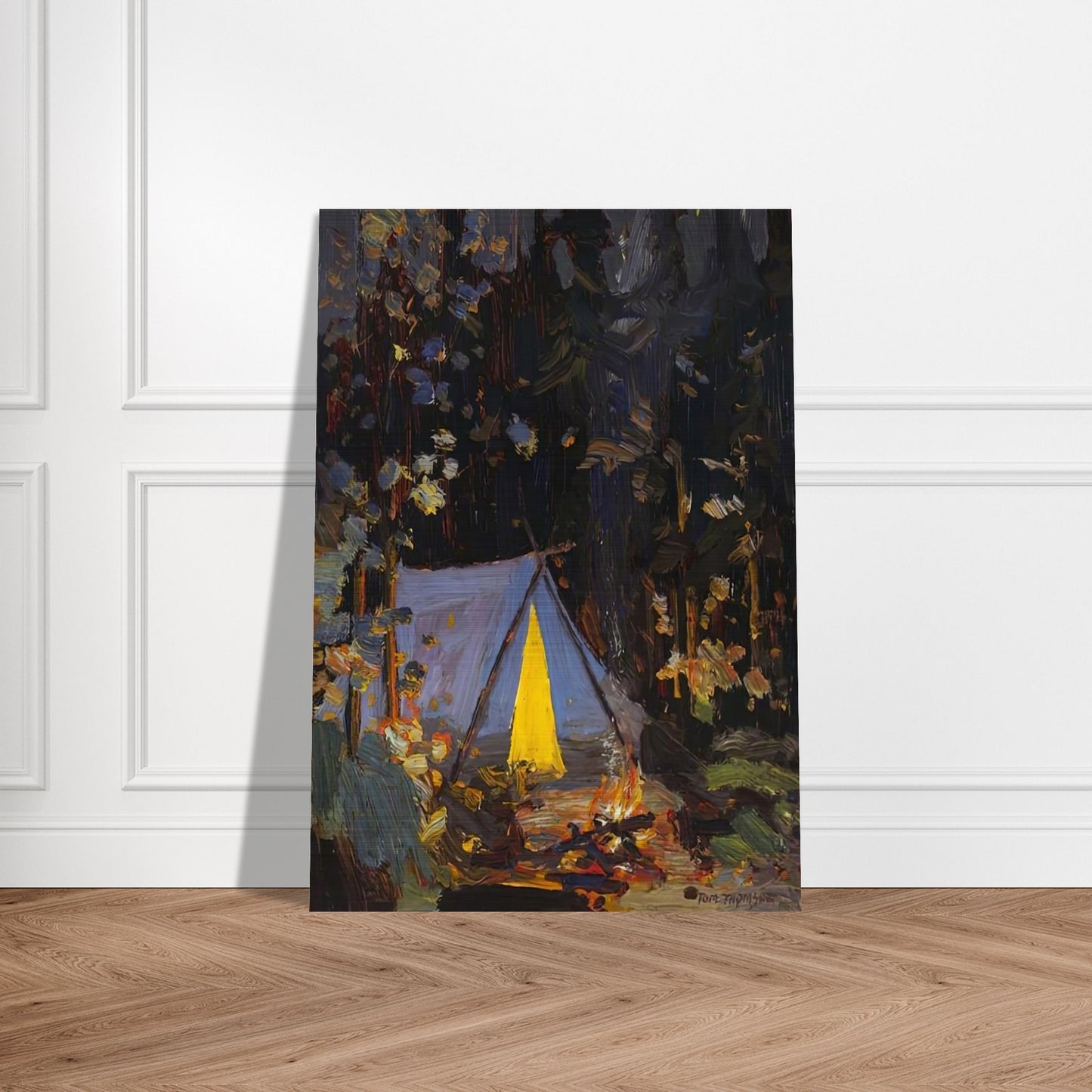 CAMPFIRE 1916 - Tom Thomson Brushed Aluminum Print - 70x100 cm / 28x40 inches | Tom Thomson Aluminum Print | Tom Thomson Prints