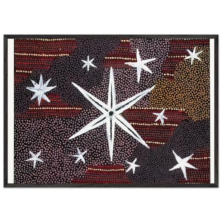 Reve Etoile - 2001 - Clifford Possum Tjapaltjarri 70x100 cm / 28x40 inches Framed Art Print – Black Wooden Frame