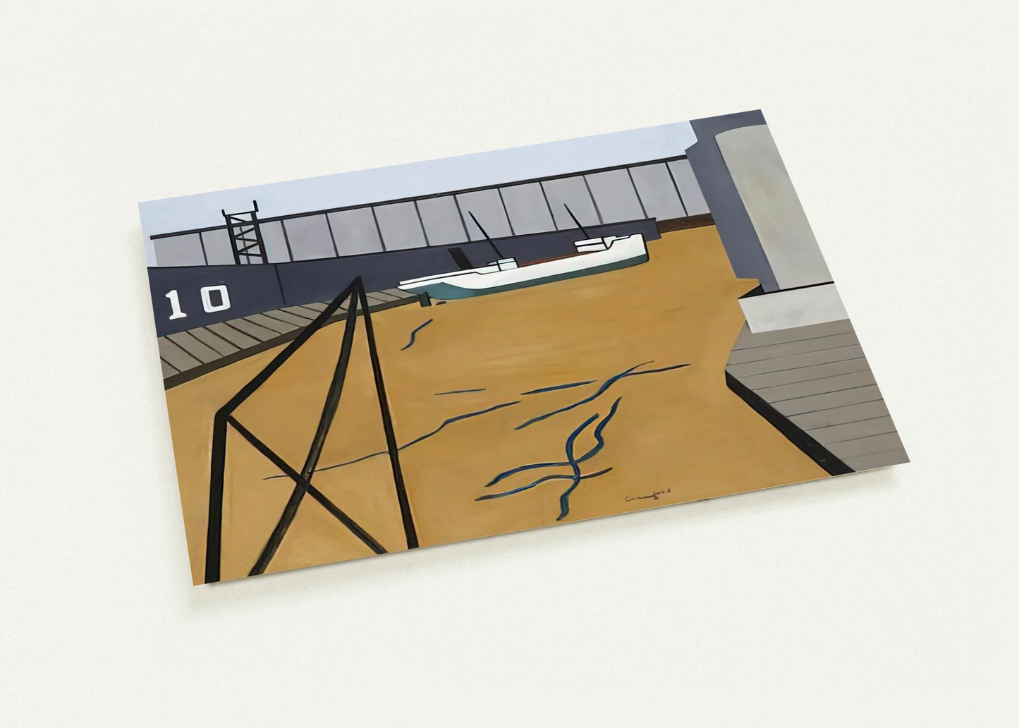 Boat and Grain Elevators - 1942 By Ralston Crawford Pack of 10 Post Cards | Ralston Crawford Post Cards | A6 (10.5 x 14.8 cm) - 4.1 x 5.8 inches