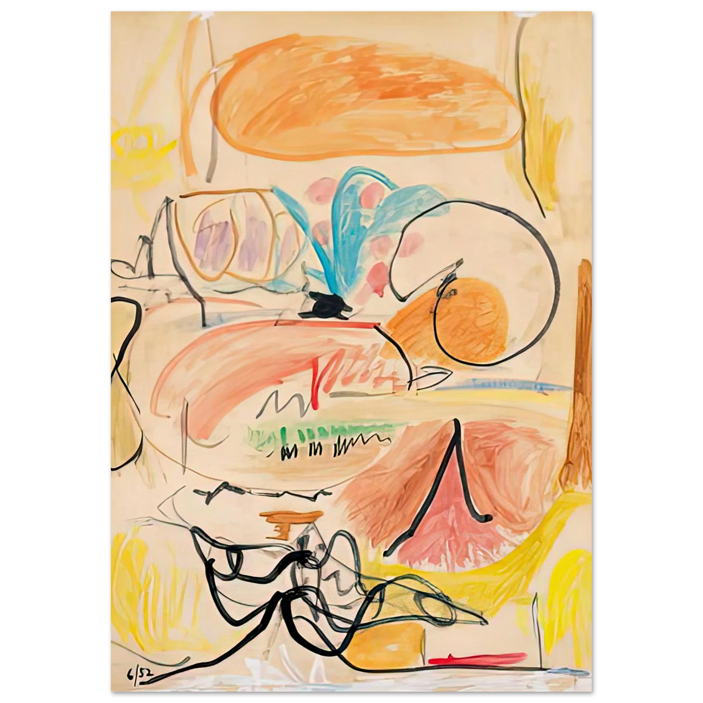 Helen Frankenthaler - Window Shade No. 1, 1952- Wall Art - 28x40 inches / 70x70 cm - Canvas (Imperial)-canvas - -