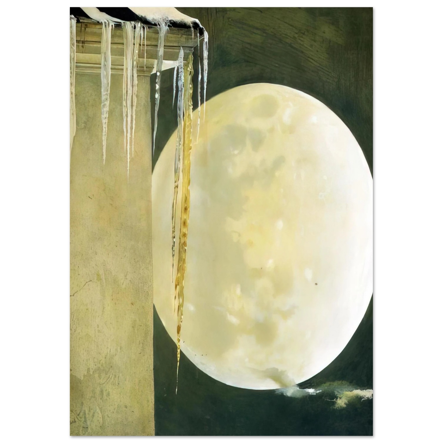 Andrew Wyeth - MOON MADNESS Wall Art - 21x29.7 cm / 8x12" - Premium Wooden Framed Poster With Fine Art Paper-canvas - White frame