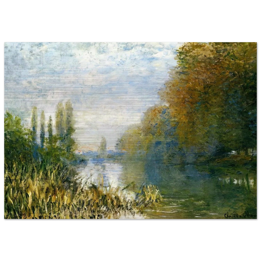 The Banks of The Seine in Autumn - claude monet Brushed Aluminum Print - 70x100 cm / 28x40 inches | claude monet Aluminum Print | claude monet Prints